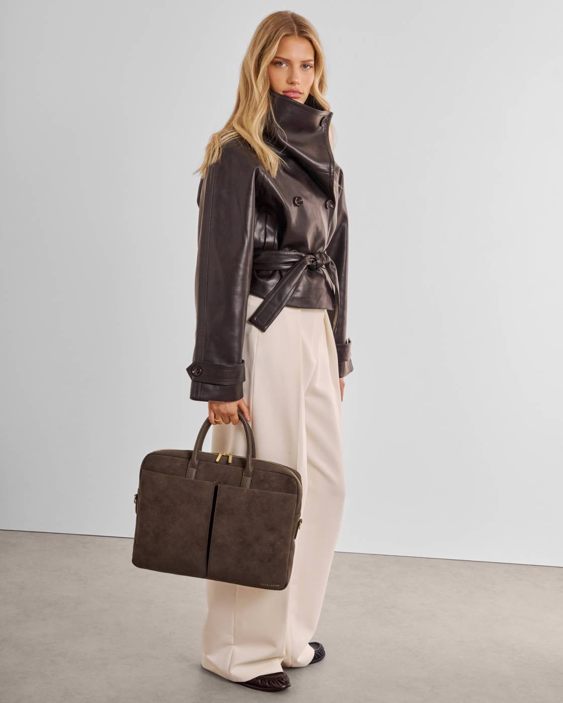 Katie Loxton - City Laptop Bag - Chocolate Suedette