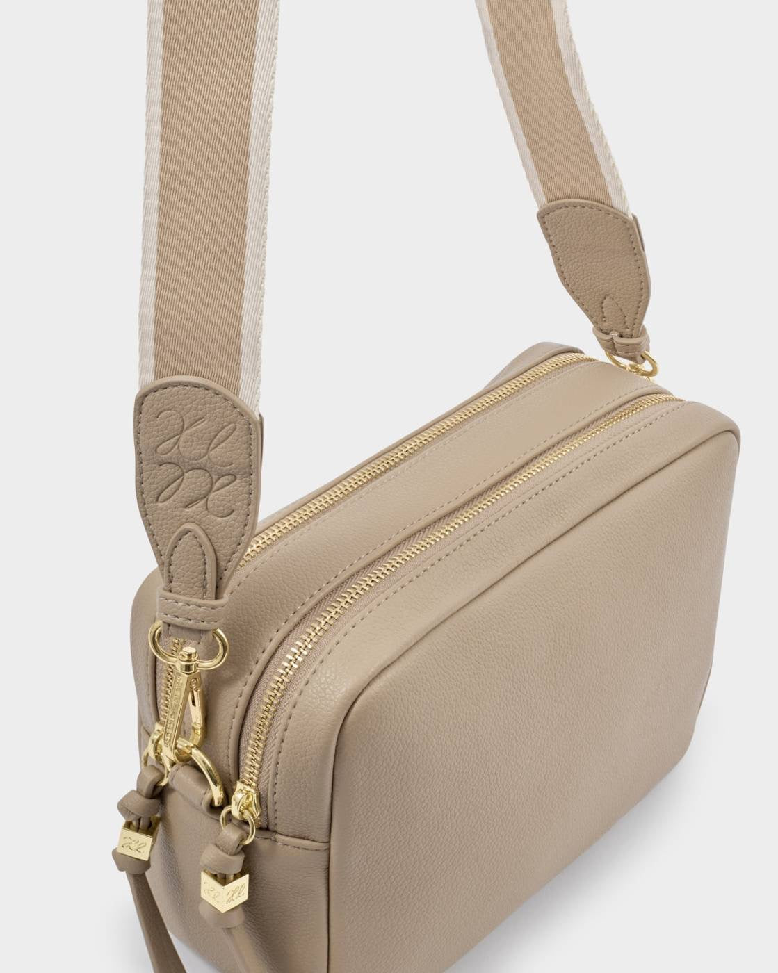 Katie Loxton - Lottie - Large Double Zip Crossbody Bag - Light Taupe