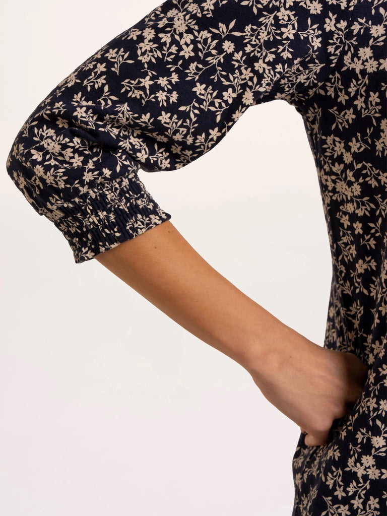Brakeburn - Brielle - Floral Printed 3/4 T-shirt - Navy