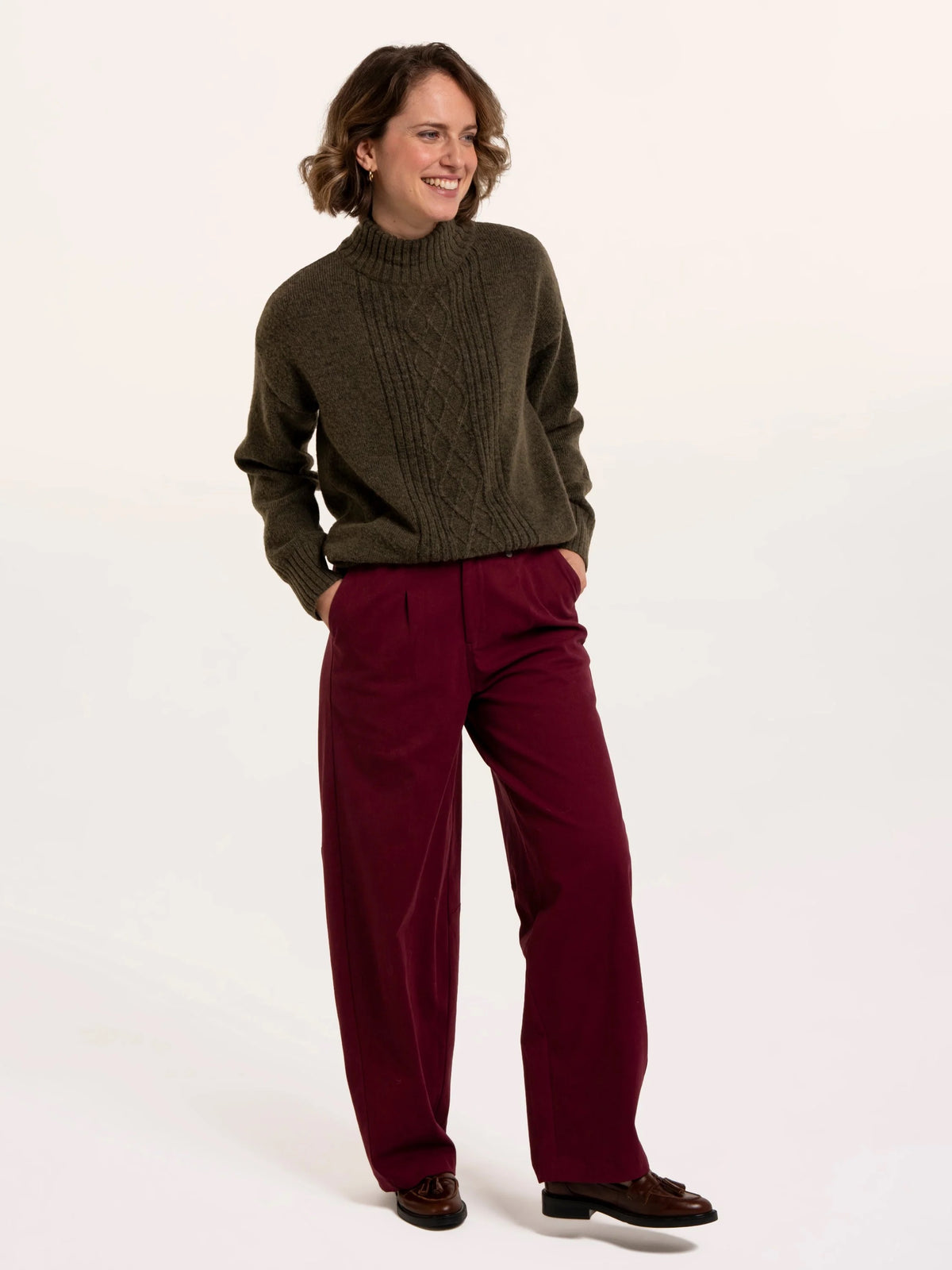 Brakeburn - Signe - Stitch Detail Knitted Roll Neck Jumper - Green