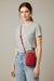 David Jones - (CM6814A) Double Zip Faux Leather Phone Crossbody Bag - Tango Red