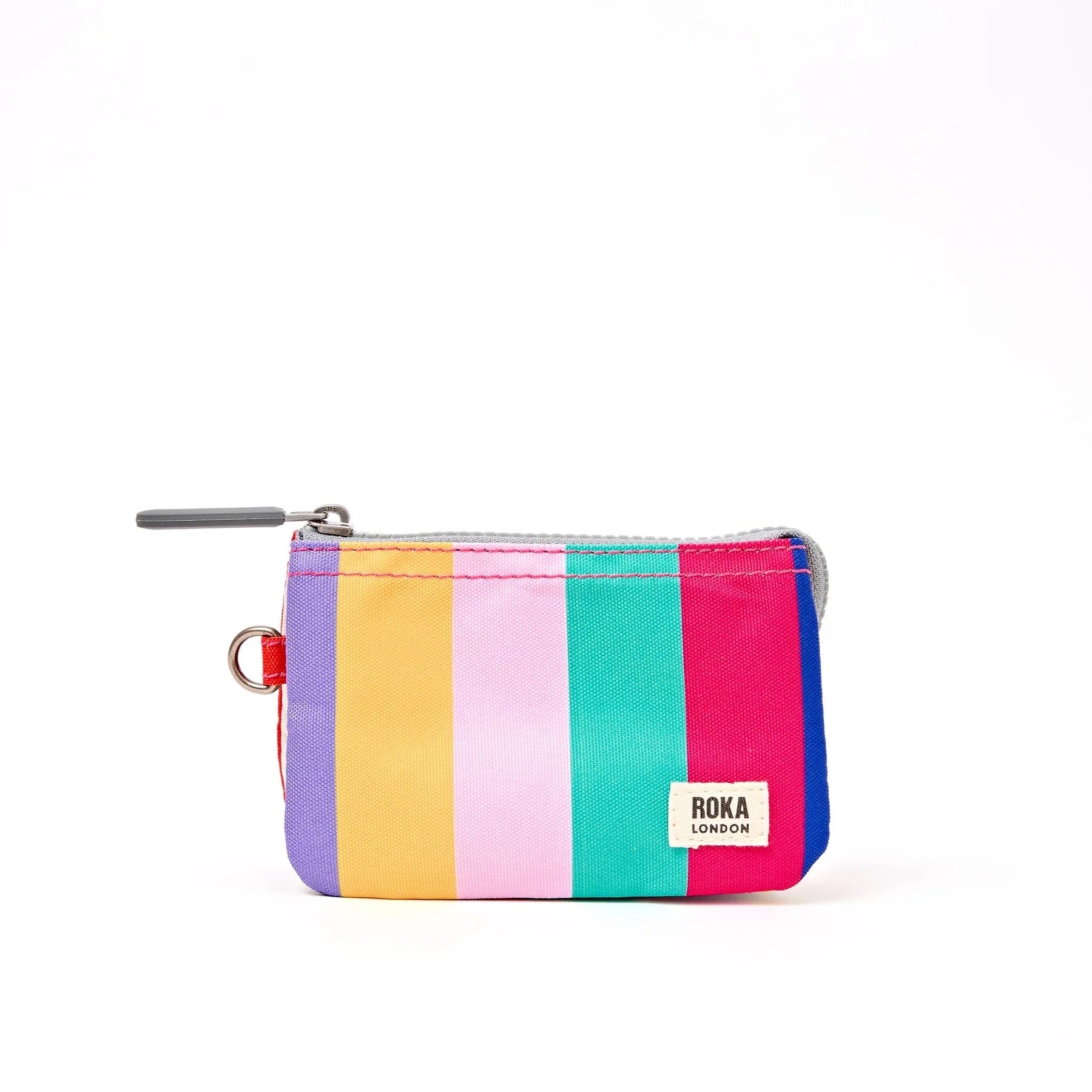 Roka Carnaby Small Wallet - Recycled Canvas - Wide Multi Stripe