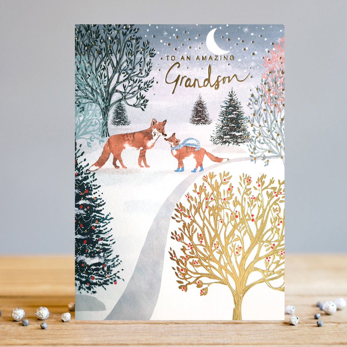 Louise Tiler Winter Foxes To an Amazing Grandson Christmas Card
