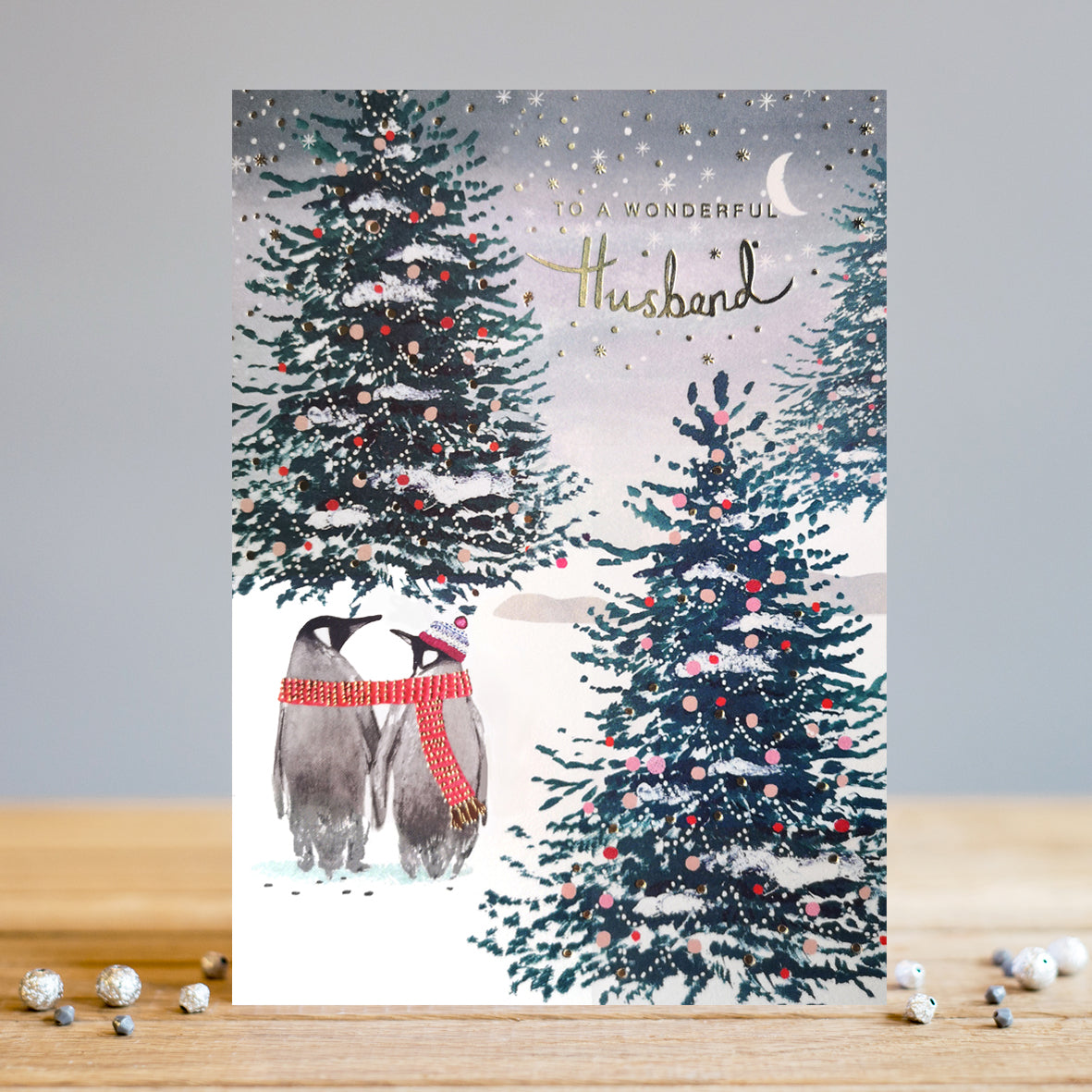Louise Tiler Penguins To a Wonderful Husband Christmas Card