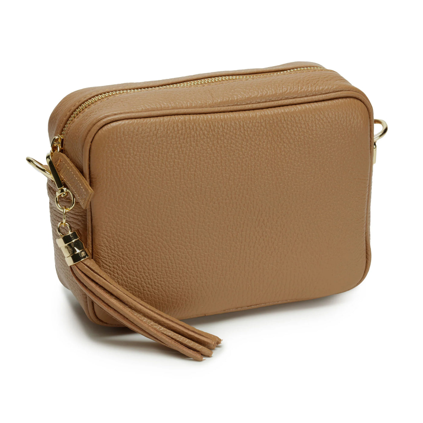 Elie Beaumont Designer Leather Crossbody Bag - Camel (GOLD Fittings)