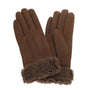 Park Lane - Boucle Teddy Fleece Fur Lined Thick Suede Ladies Gloves- Brown