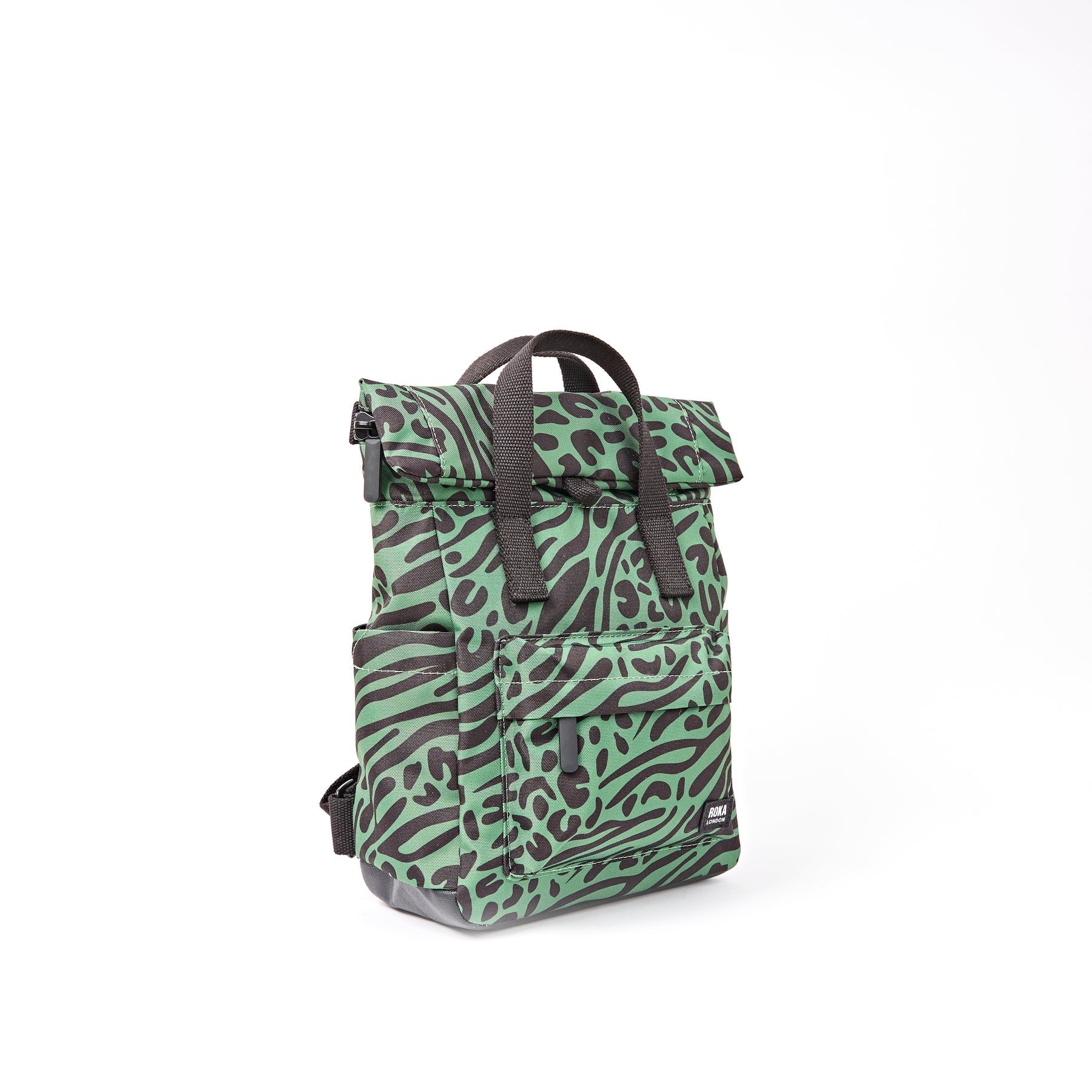 Roka Canfield B Backpack-Recycled Canvas - SMALL - Mixed Animal Artichoke (Limited Edition) Green