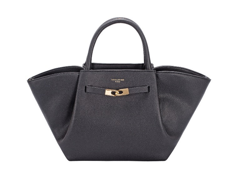 David Jones - (CM8735) Wide Tote Handbag with Gold Buckle Detail - Black