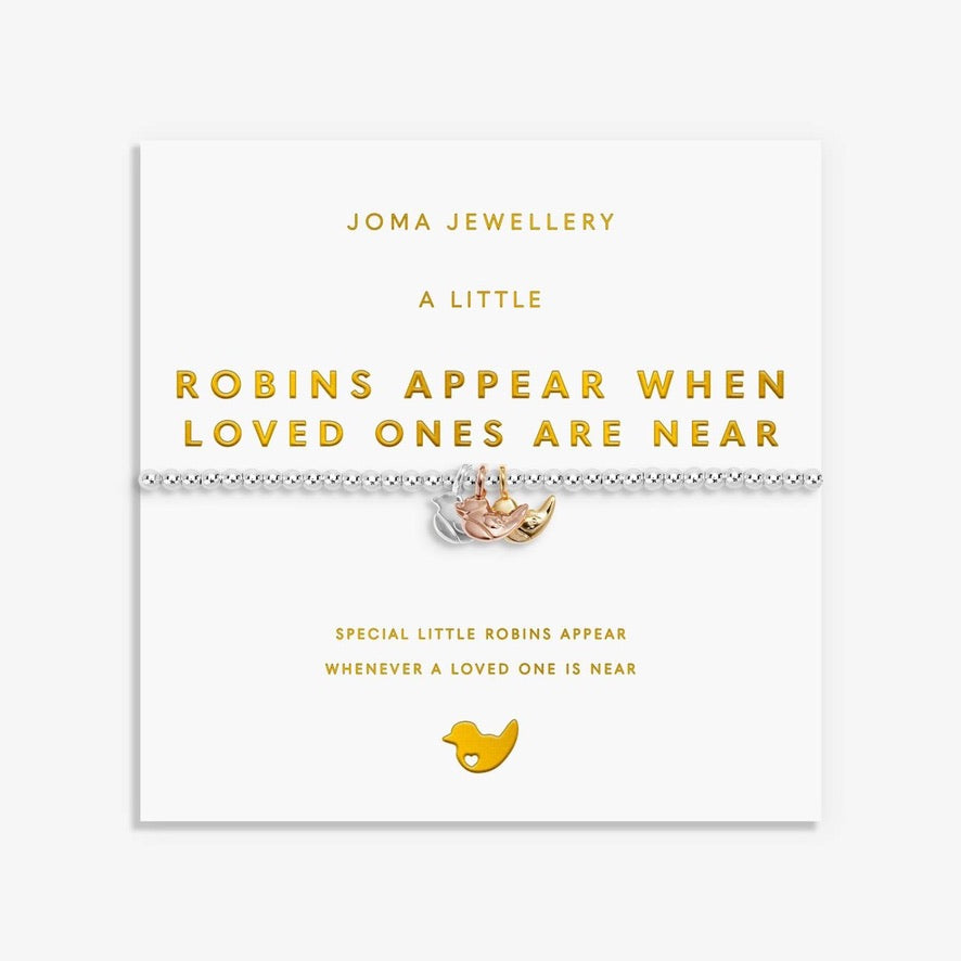 Joma Jewellery - Charmed Moments - A Little 'Robins Appear When Loved Ones Are Near' - Three Tone Charm Bracelet