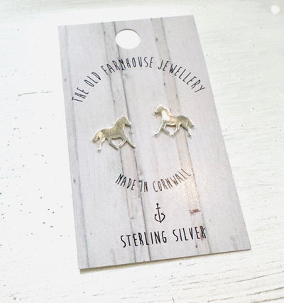 Horses - Sterling Silver Mini Stud Earrings - The Old Farmhouse Jewellery