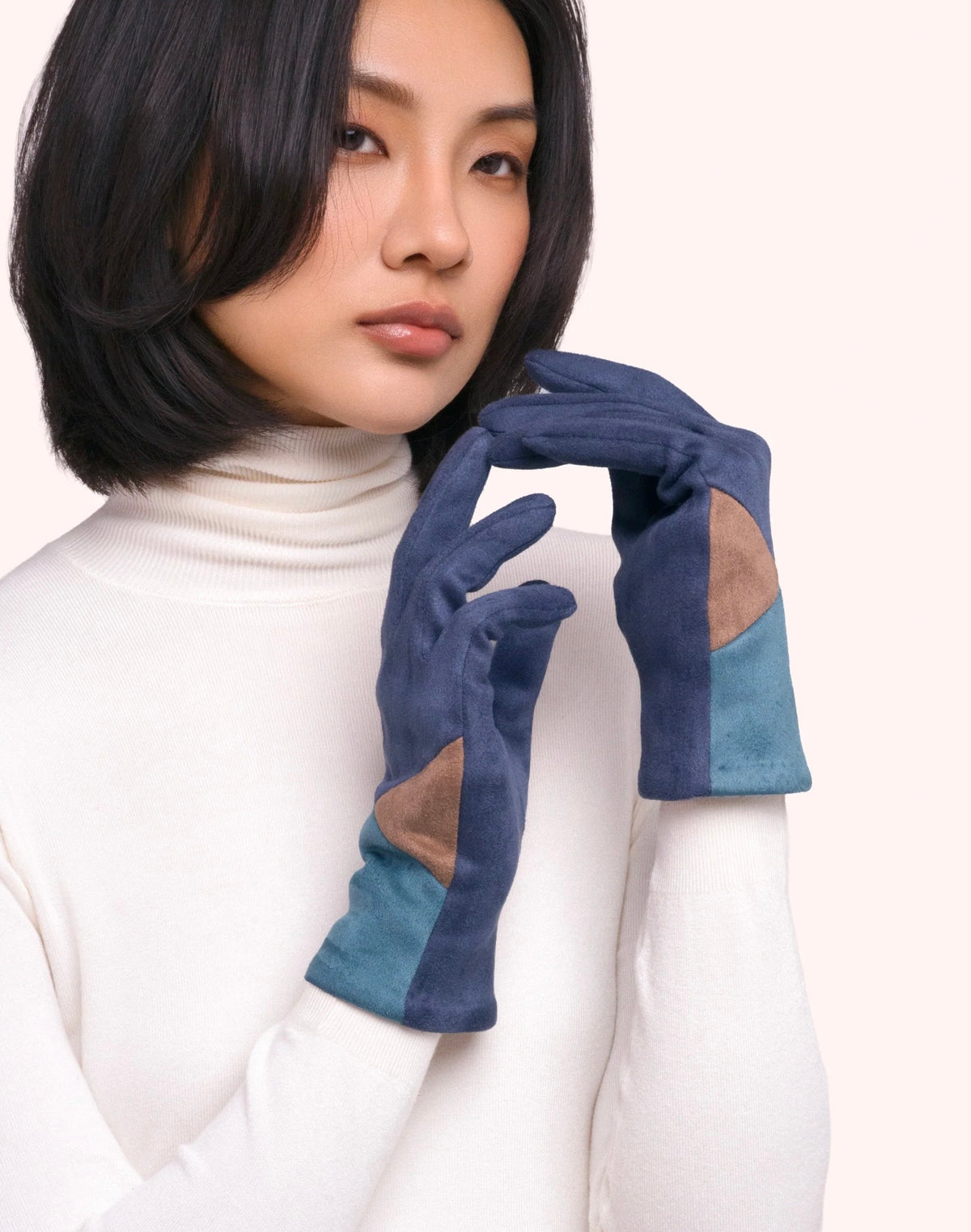 Powder - Roma - Geometric Design Gloves - Ice Blue Mix