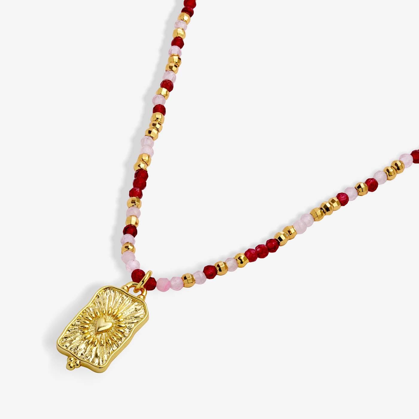 Joma Jewellery - Loved By You - Red &amp; Pink Gemstone Full Beaded Necklace - Gold Plating
