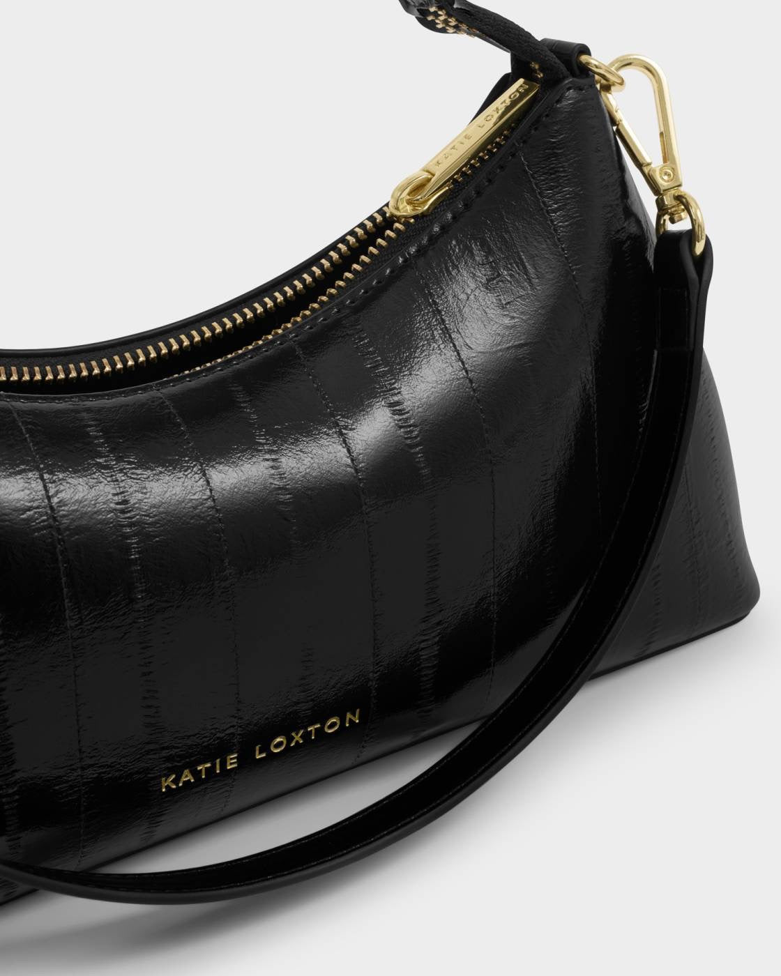 Katie Loxton - Miley - Small Shoulder Handbag - Black Eel