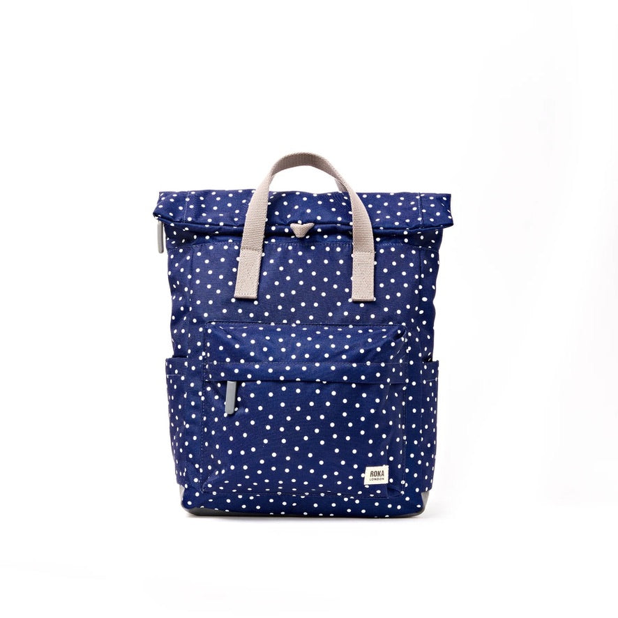 Roka Canfield Recycled CANVAS - Medium Backpack - Navy Polka Dot (Limited Edition)