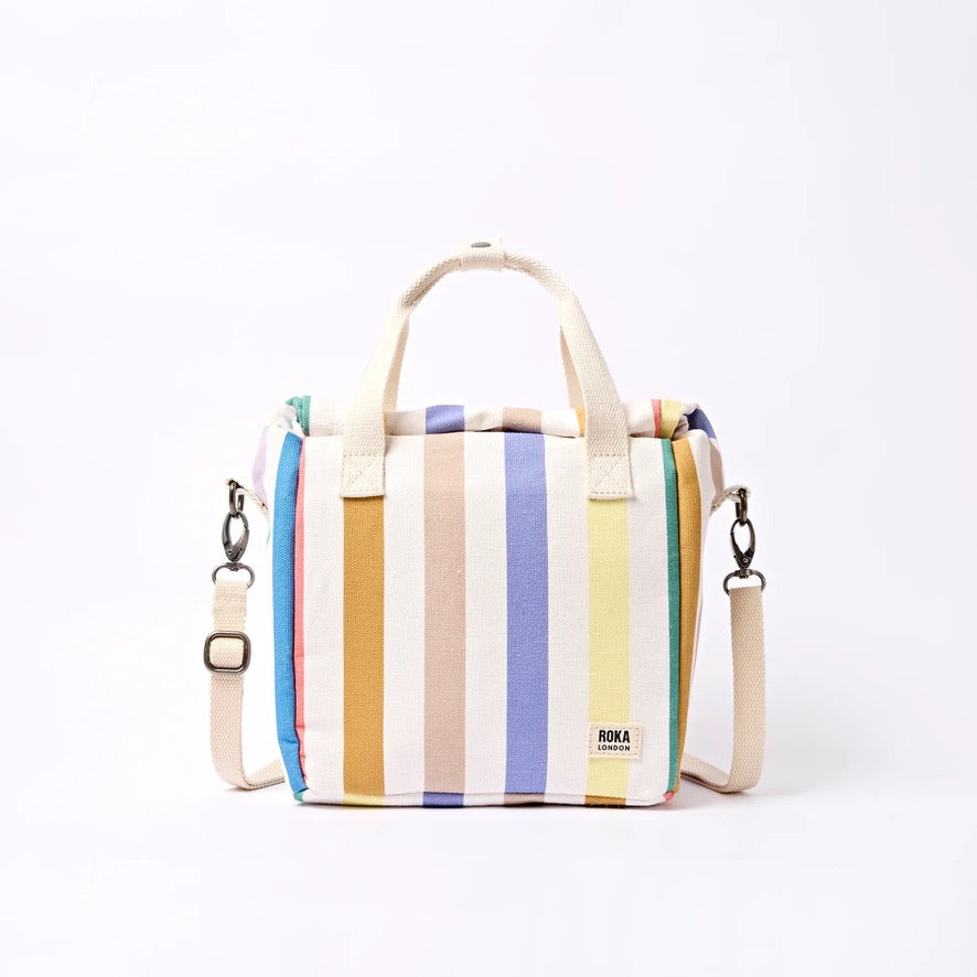 Roka Hampstead Lunch Bag -Cotton Canvas - Pastel Multi Stripe