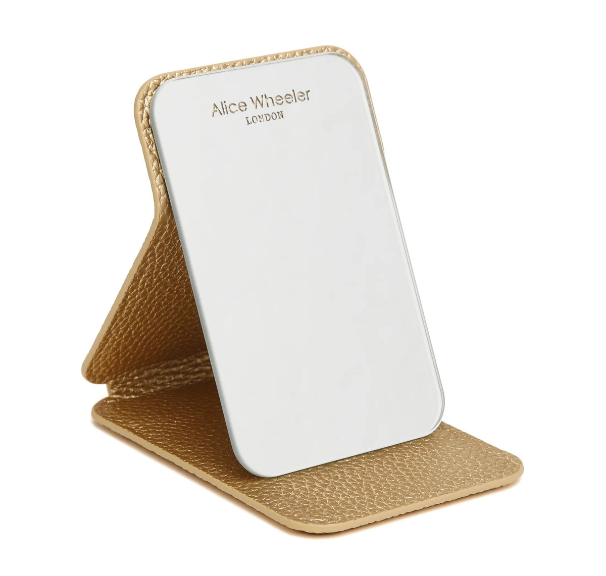Alice Wheeler - Faux Leather - Mini Folding Compact Mirror - Gold