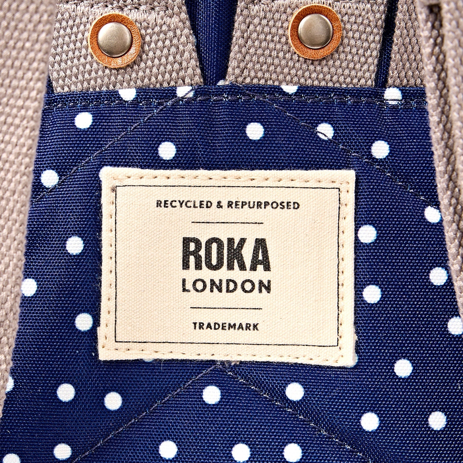 Roka Canfield B Backpack-Recycled Canvas - SMALL - Polka Dot Navy (Limited Edition)