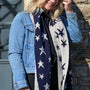 POM - Estelle - Navy Blue & Cream Stars - Knitted Reversible Scarf