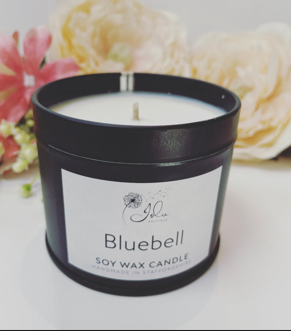 Jolu Boutique Bluebell Soy Wax Candle - Black Tin