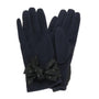 Park Lane - Moonless Night (Navy)- Faux Suede with Faux Leather Metal Studded Bow Detail - Ladies Gloves