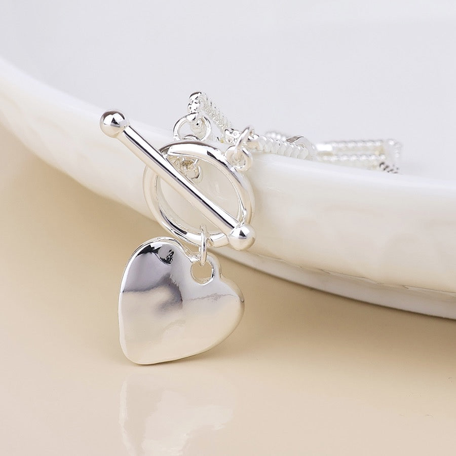 POM - Foundry Heart T-Bar Bracelet- Silver