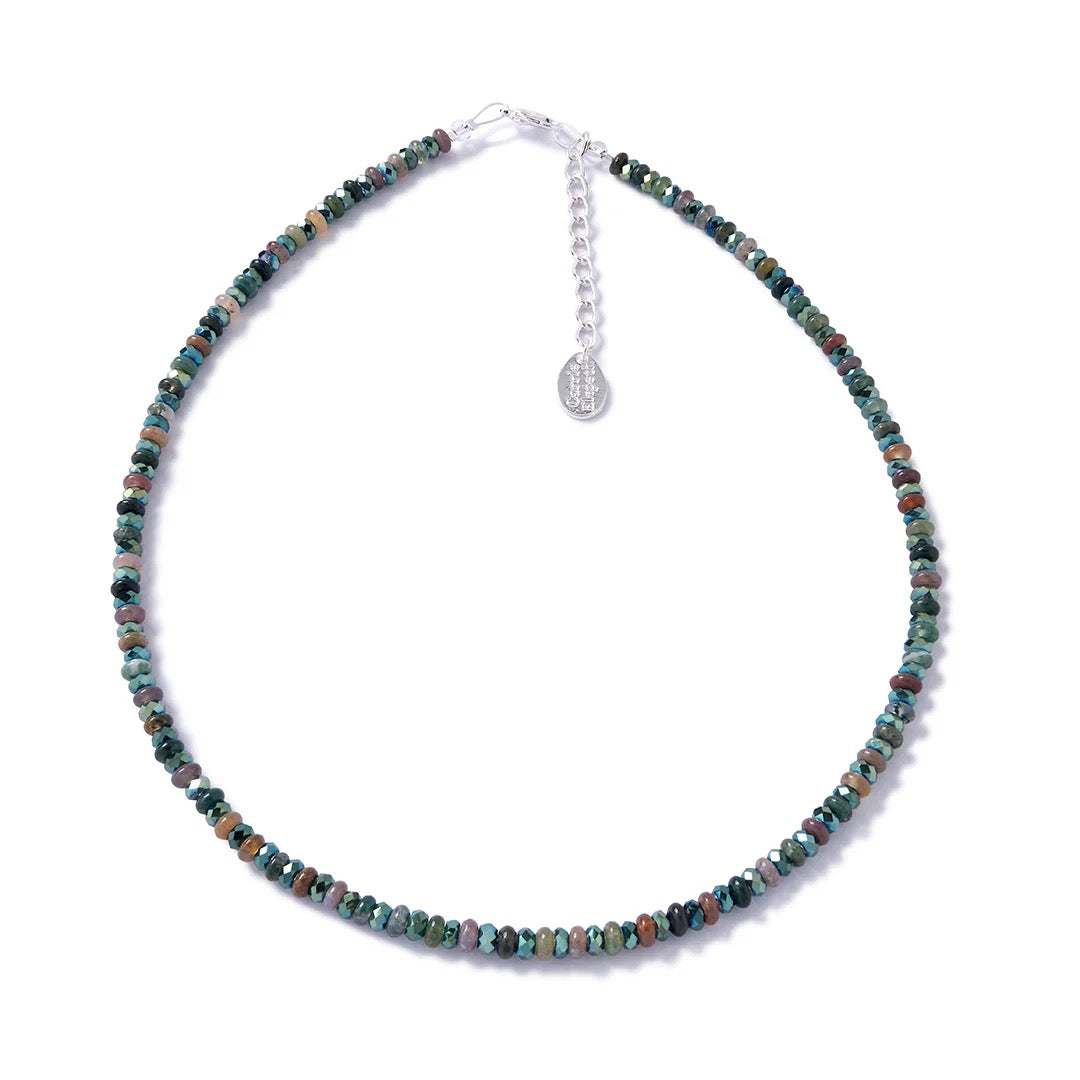 Carrie Elspeth - Moss Agate Faceted Rondelles Full Beaded Necklace - Green Multi