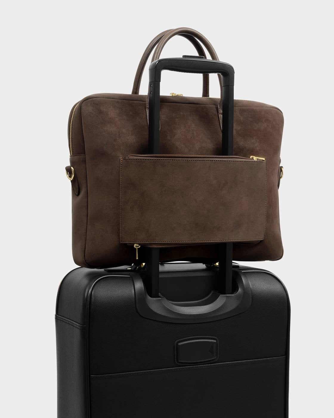 Katie Loxton - City Laptop Bag - Chocolate Suedette