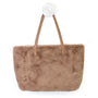 POM - Natalia - Faux Fur Large Tote Handbag - Taupe