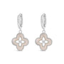 Park Lane - Mother of Pearl & Crystal Clover Charm Hoop Earrings - Silver Plated