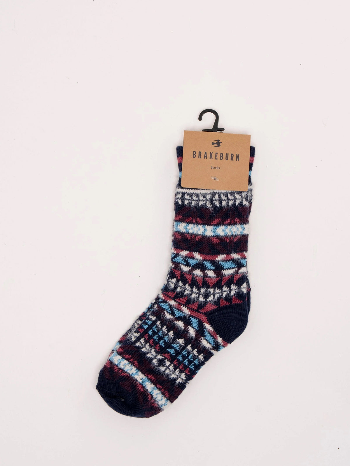 Brakeburn - Blue Nordics Fair Isle Patterned Fluffy Ankle Socks - Blue/Multi