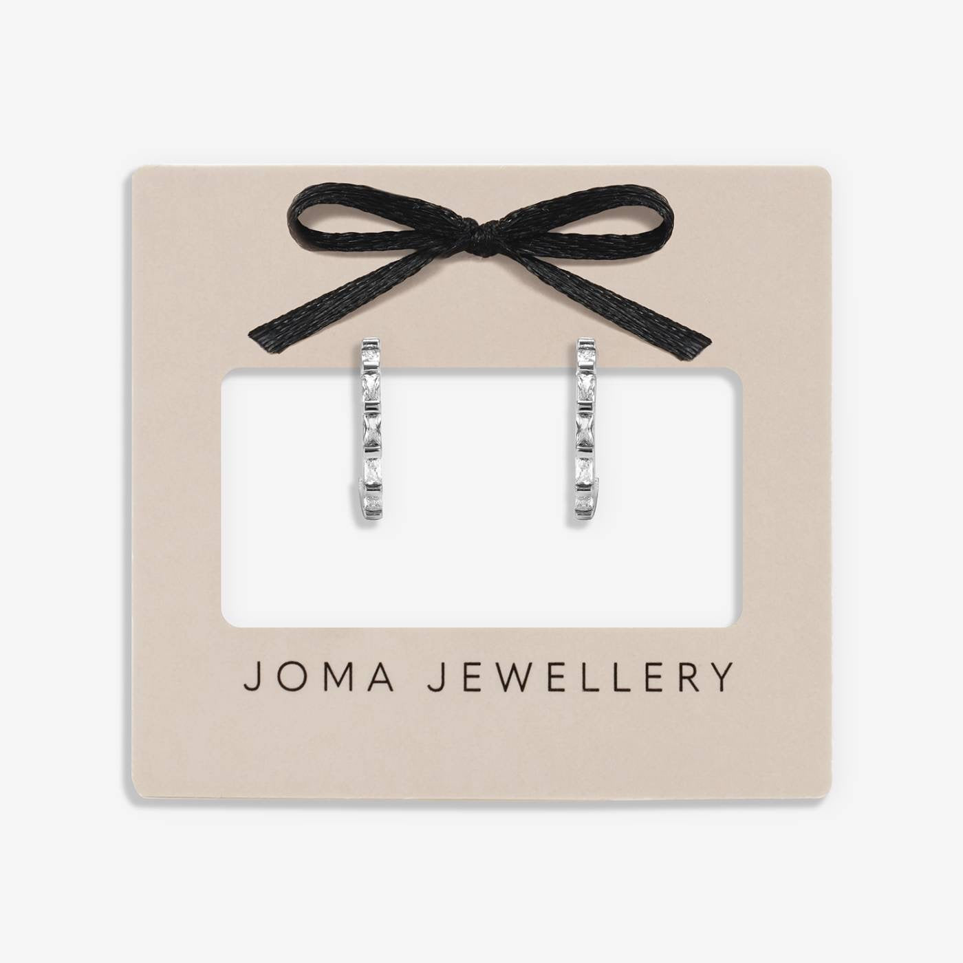 Joma Jewellery - Loved by You - CZ Rectangular Crystal Hoop Earrings - Silver Plating