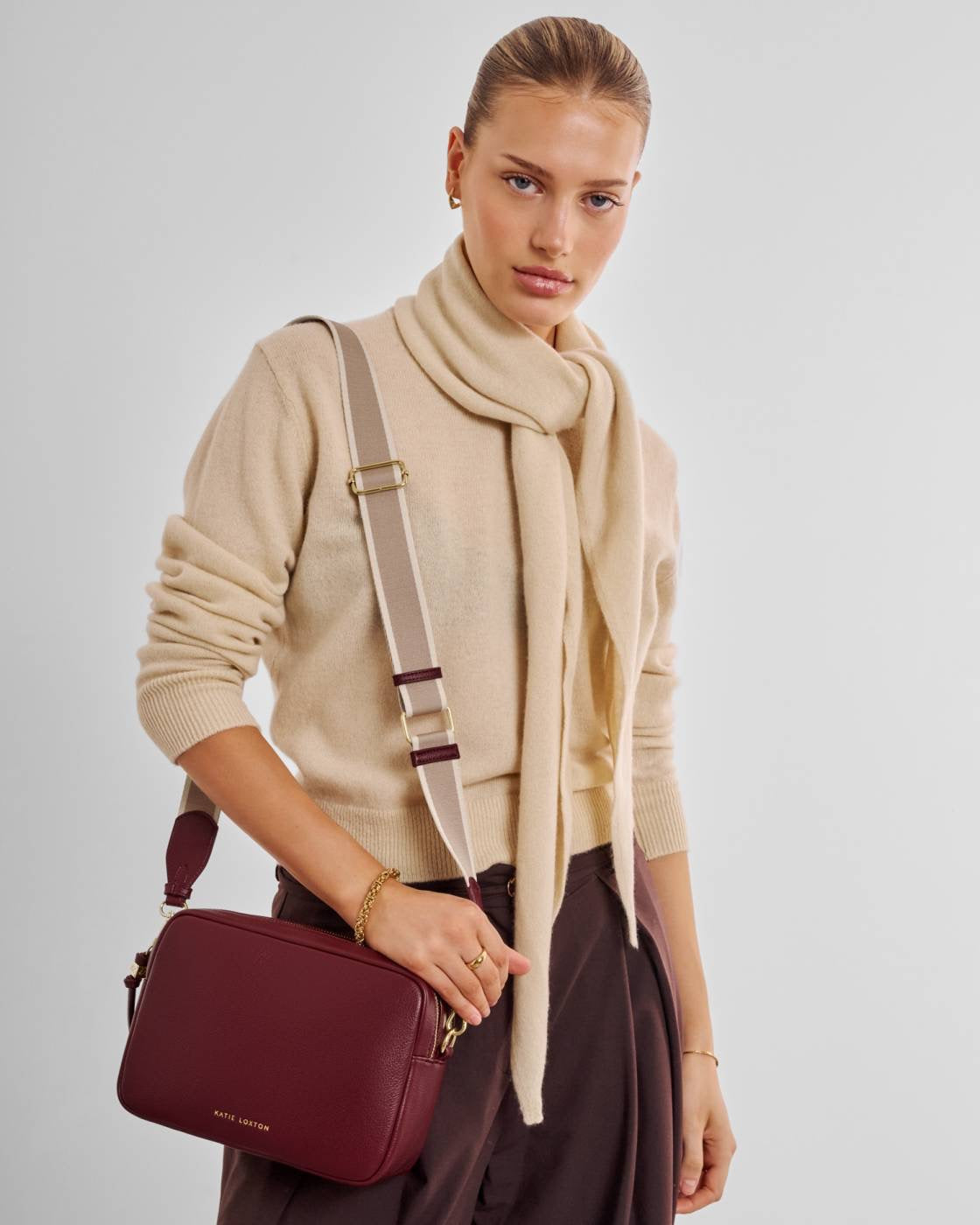 Katie Loxton - Lottie - Large Double Zip Crossbody Bag - Cherry