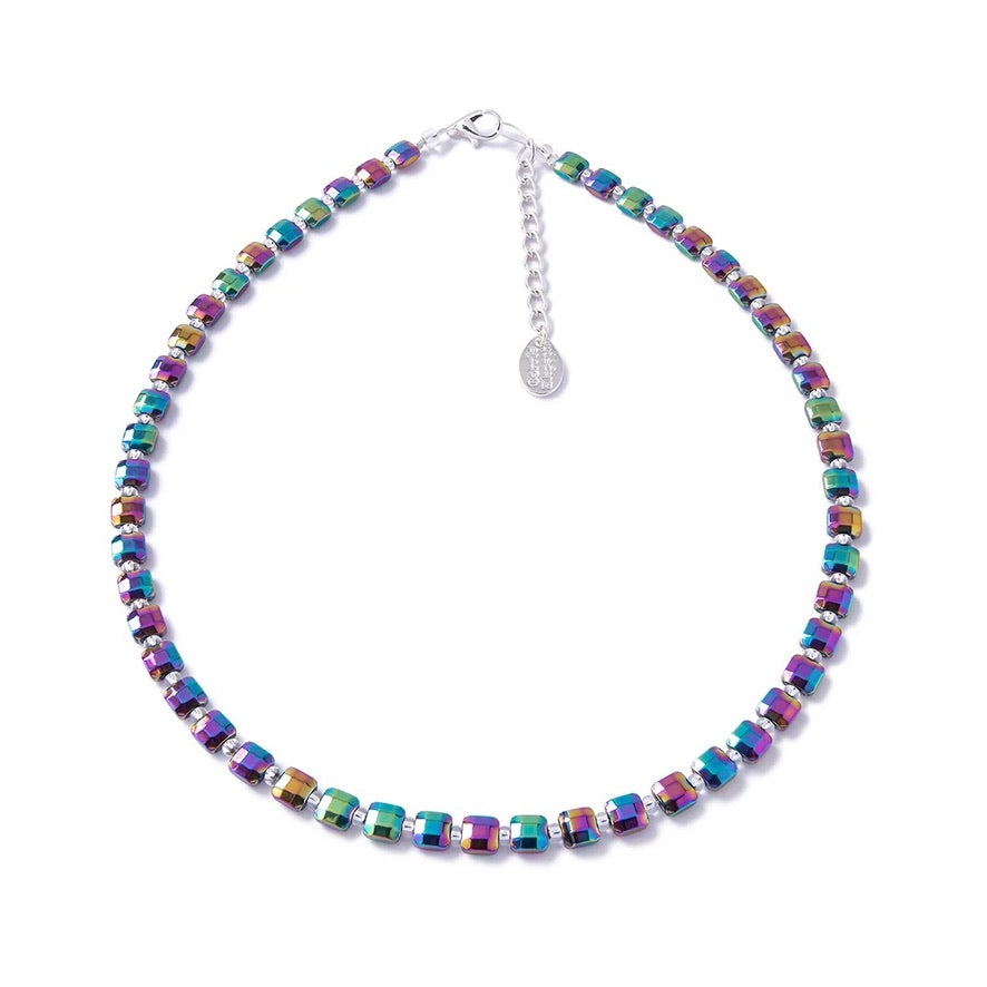 Carrie Elspeth - Cubic Haematite Beaded Full Necklace - Spectrum