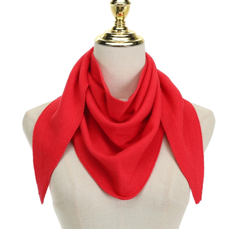 Park Lane - Knitted Triangular Plain Scarf - Red