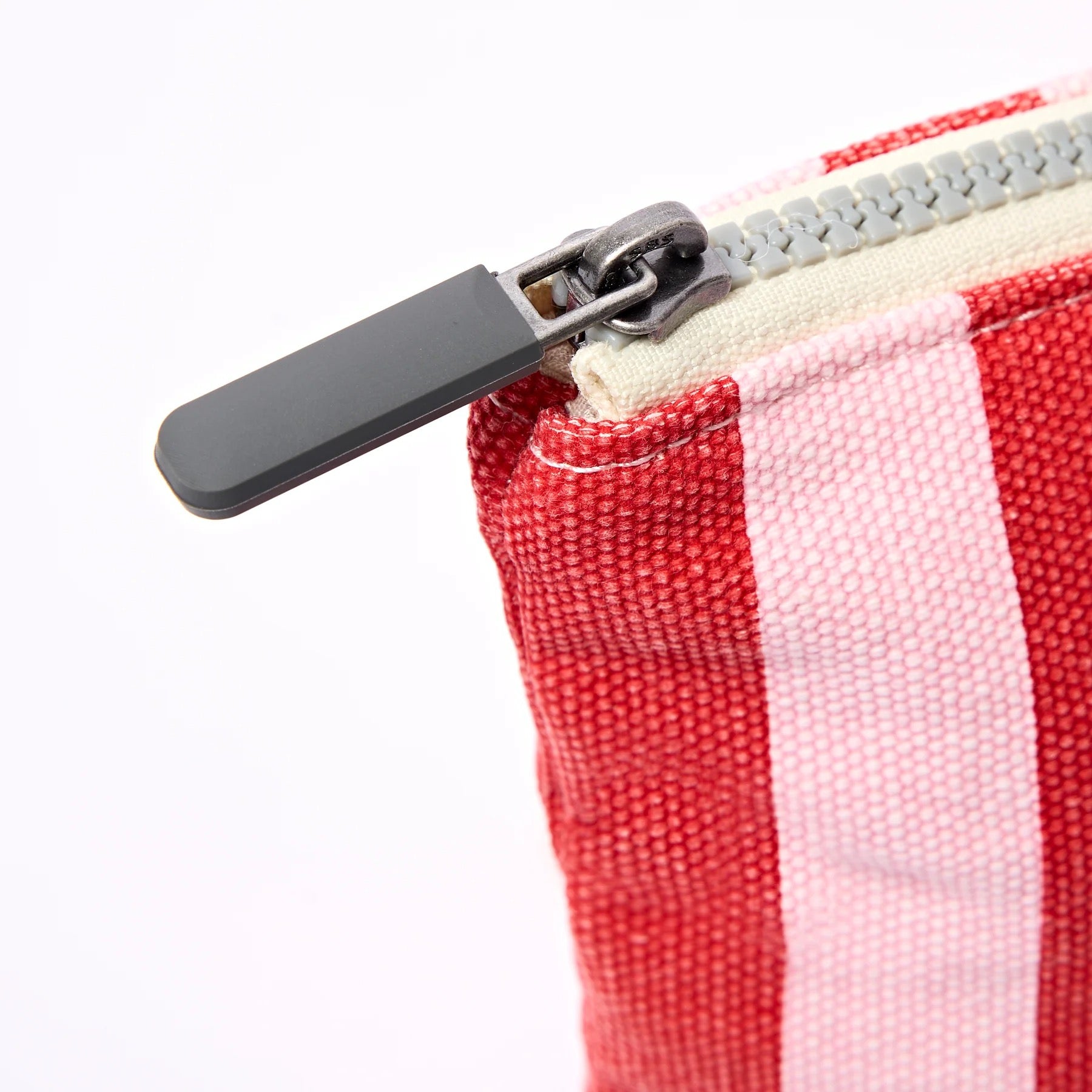 Roka Maida Vale Small Zip Pouch -Cotton Canvas - Strawberry Stripe