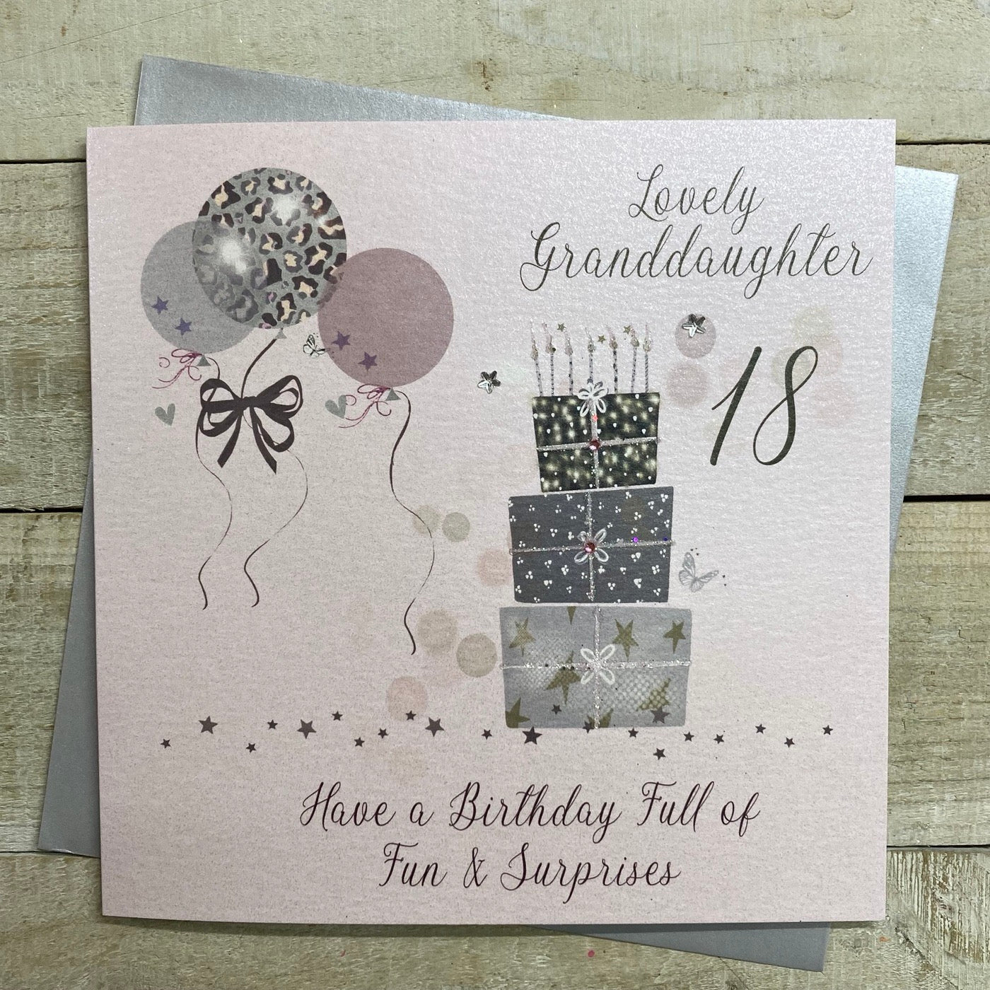 Lovely Granddaughter 18th - Presents Blush Birthday LARGE Card - White Cotton Cards