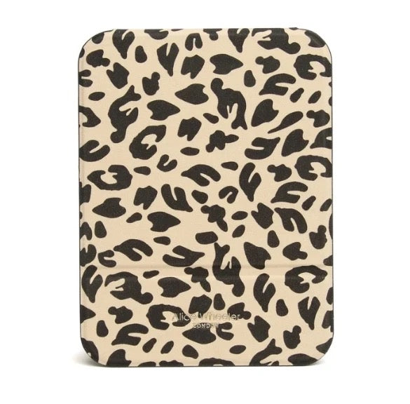 Alice Wheeler -  Leopard - Faux Suede Folding Travel Mirror