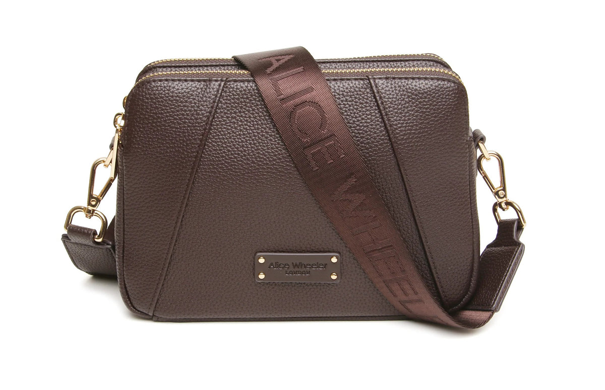 Alice Wheeler - Chocolate  - Kensington Double Zip Crossbody Bag