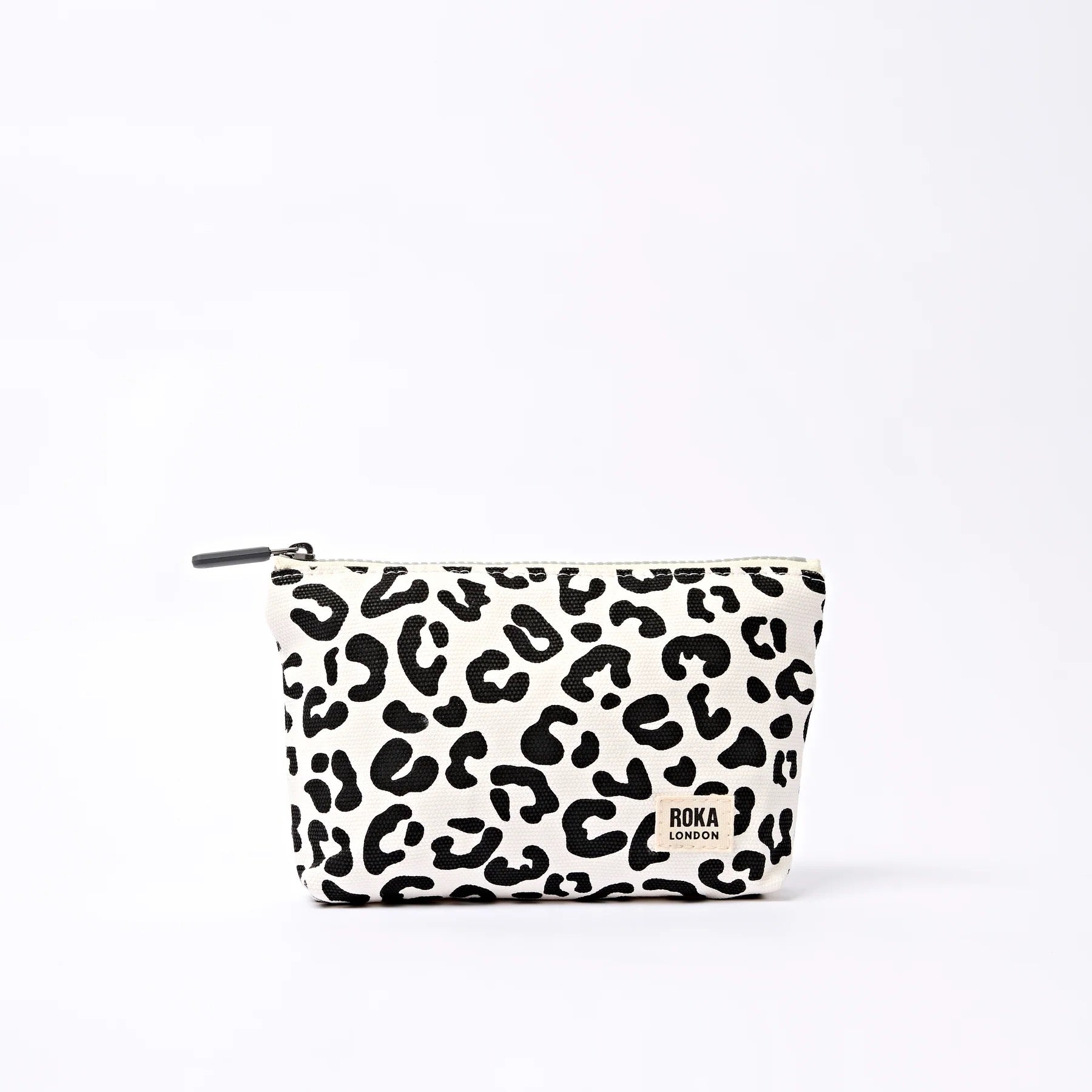 Roka Maida Vale Small Zip Pouch -Cotton Canvas - Summer Leopard