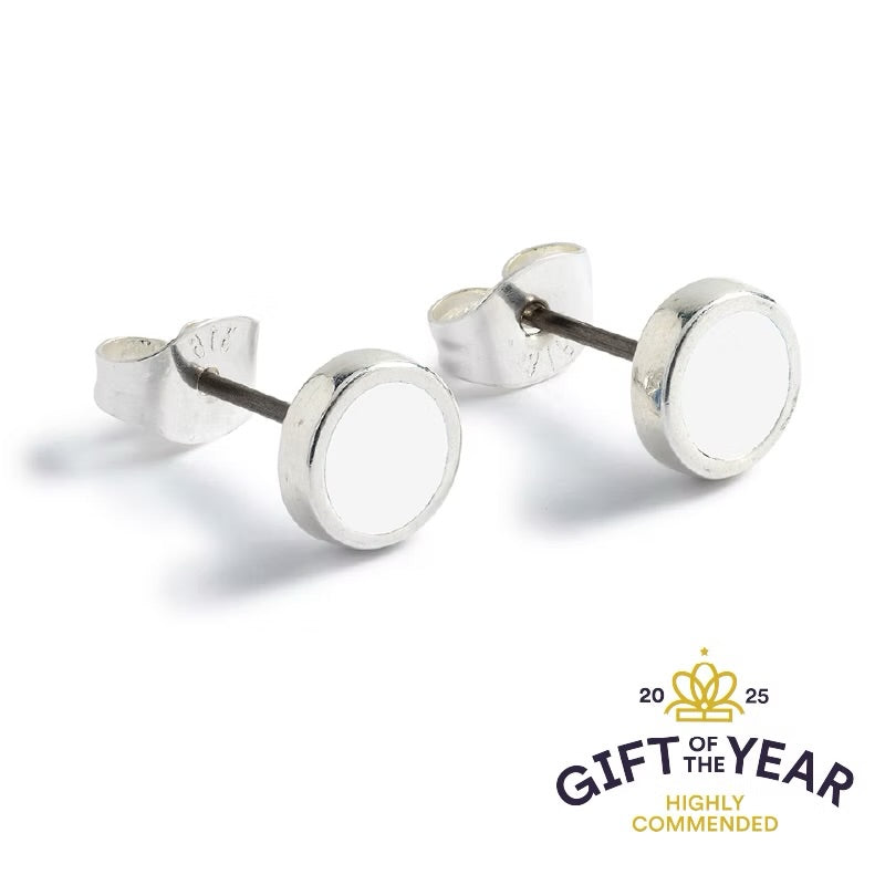 Carrie Elspeth Whitestone Enamel Round Silver Stud Earrings