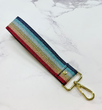 Elie Beaumont Designer Wristlet Strap - Rainbow (Gold Fittings)