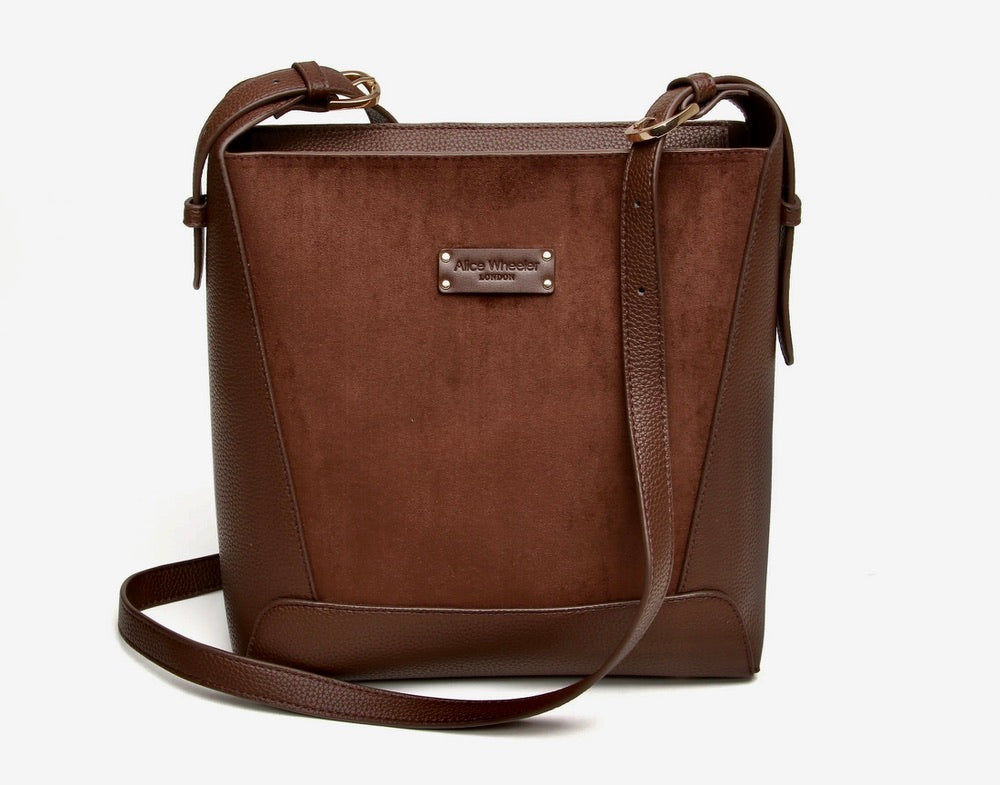 Alice Wheeler - Suede Kensington - Medium Crossbody Bag - Chocolate