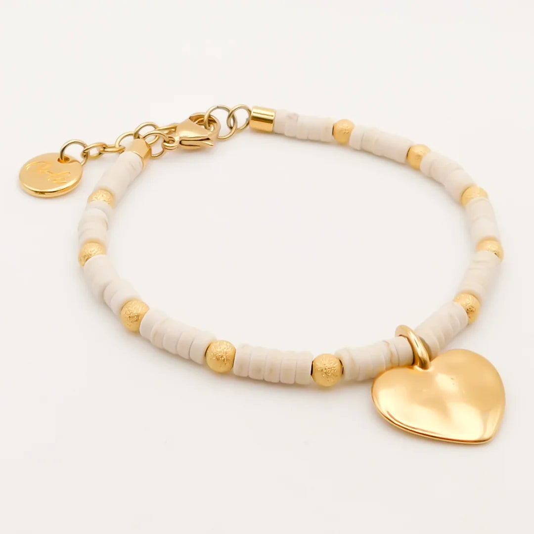 Orli Island Treasures Maui Heart Bracelet - Cream/Gold