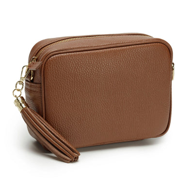 Elie Beaumont Designer Leather Crossbody Bag - Dark Tan (GOLD Fittings)