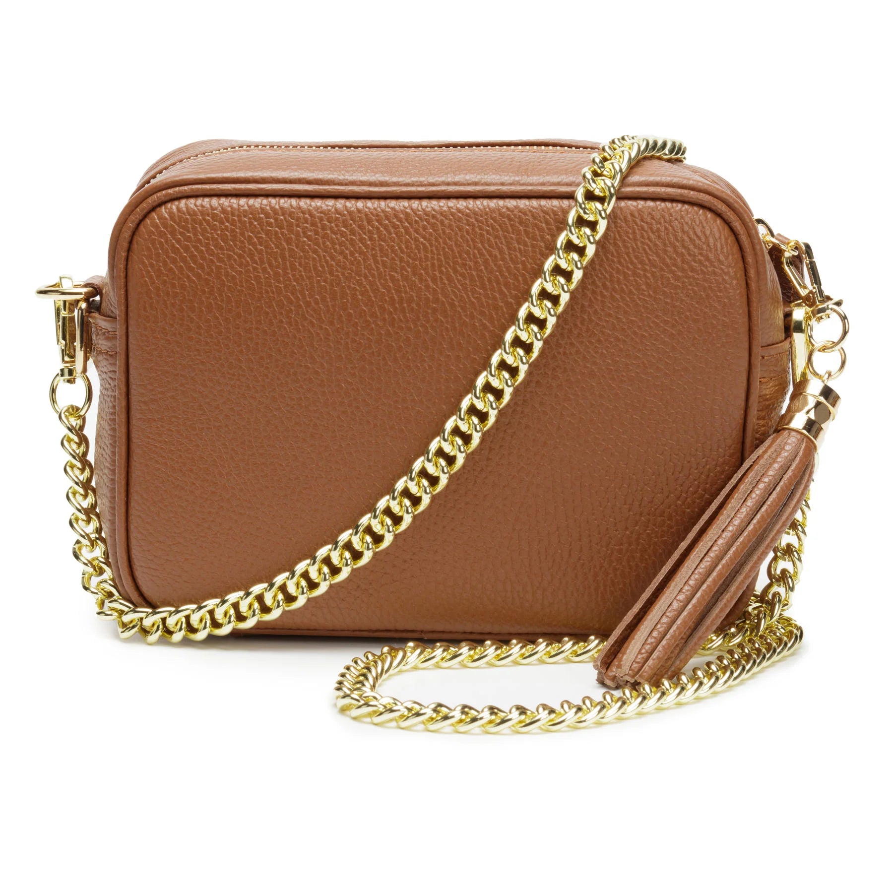 Elie Beaumont Designer Leather Crossbody Bag - Camel (GOLD Fittings)