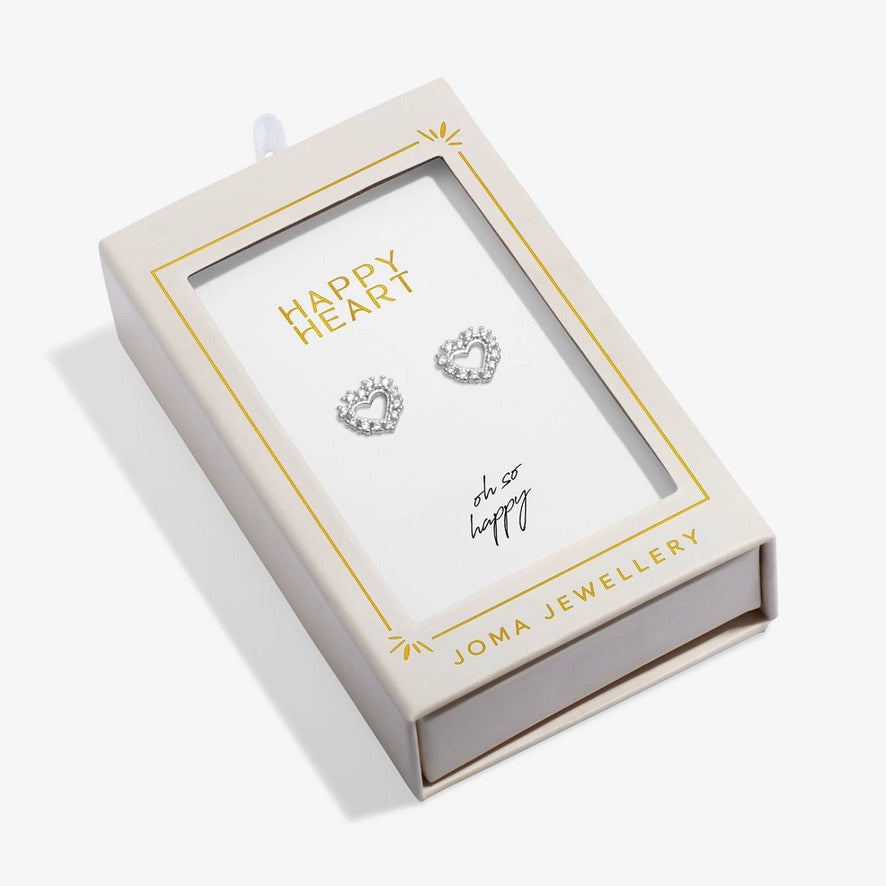 Joma Jewellery Moments to Shine - Happy Heart - Silver Plated Boxed Stud Earrings
