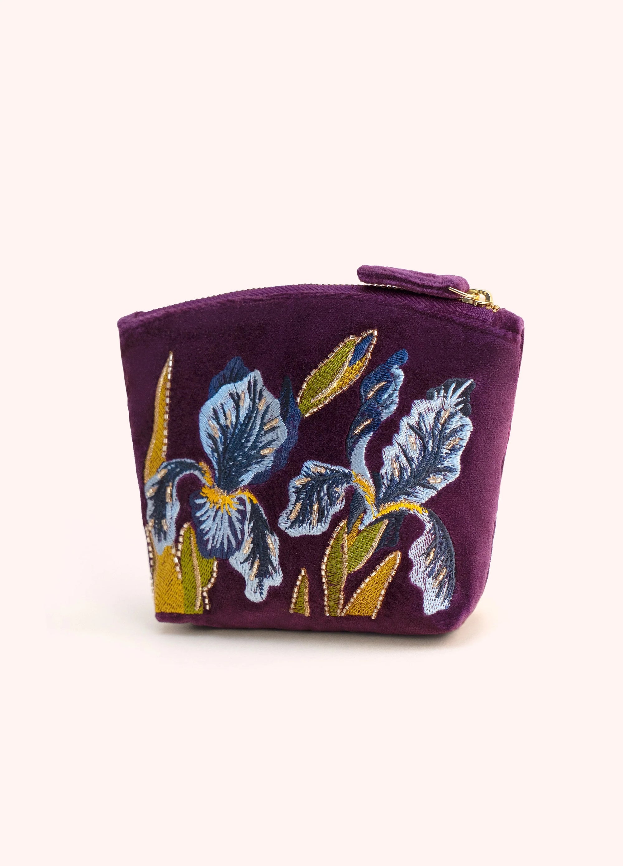 Powder Velvet Mini Tapered Zip Pouch - Iris - Purple