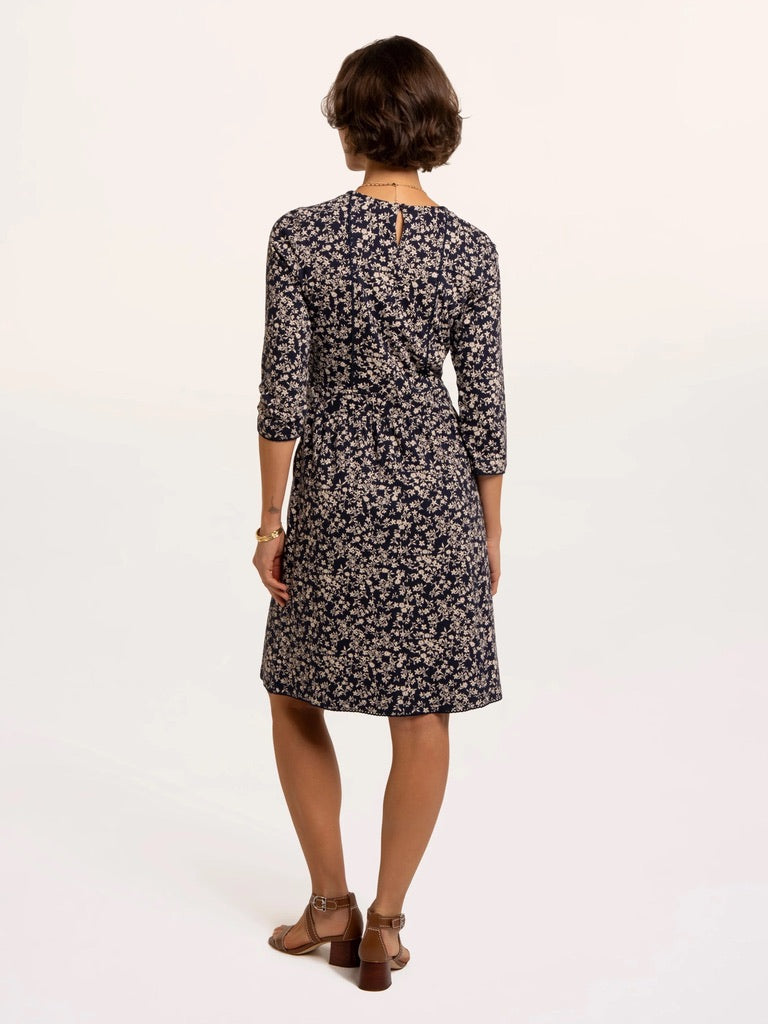 Brakeburn - Freya - Ditsy Floral Print Knee Length Dress - Navy/Cream