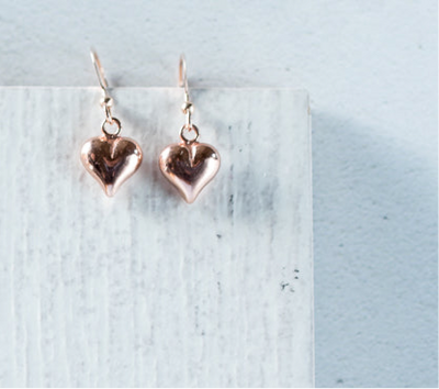 Jolu Jewellery Rose Gold Puff Heart Earrings