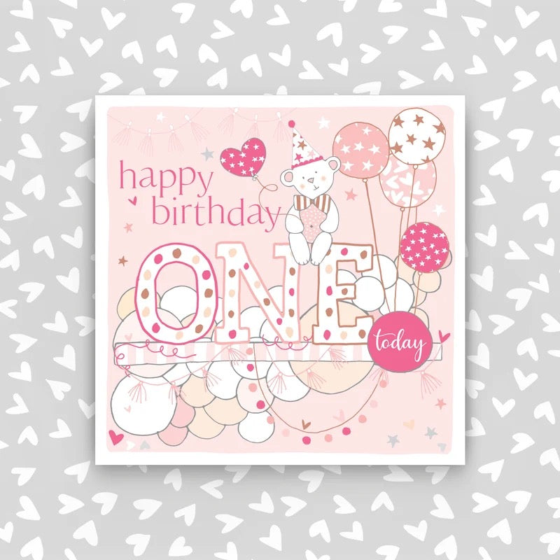 Molly Mae Teddy Happy Birthday ONE Today Card
